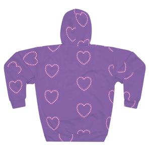 Vibrant Unisex Pullover Hoodie - Pink Hearts Purple - Dipaliz - Hoodies