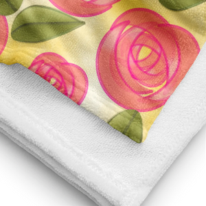 Pink Roses Terry Towel – Cotton Bath Sheet - Dipaliz - Towels