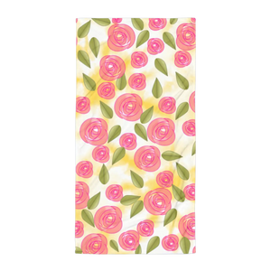 Pink Roses Terry Towel – Cotton Bath Sheet - Dipaliz - Towels