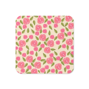 Vibrant Pink Roses Cork Back Coaster - Heat Resistant - Dipaliz - Coasters