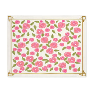 Home Decor - Pink Roses Cotton Placemat - Double Sided Chic Dining - Dipaliz 18’’ × 14’’