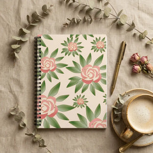 Dipaliz spiral notebook pink roses printed ruled line - notebooks & notepads