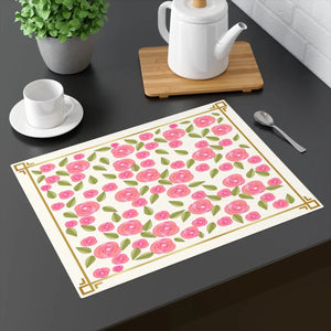 Pink Roses Cotton Placemat – Double Sided - Dipaliz - Placemats