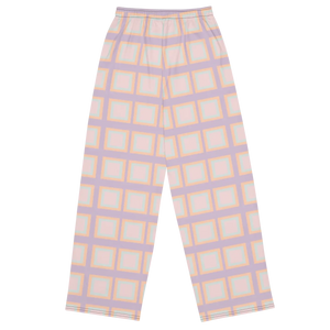 Pink Squares Wide Leg Pants - Unisex Loungewear - Dipaliz