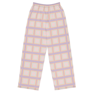 Pink Squares Wide Leg Pants - Unisex Loungewear - Dipaliz
