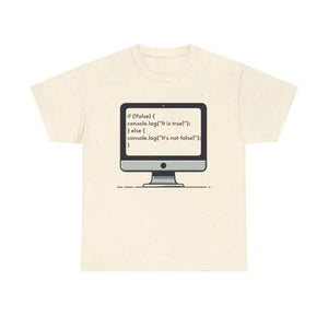 T-shirt - Javascript Programming Computer Nerd Tee Heavy Cotton Coding Apparel Natural / s