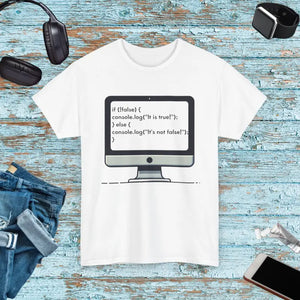 T-shirt - Javascript Programming Computer Nerd Tee Heavy Cotton Coding Apparel White / s