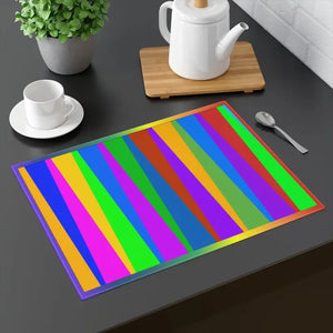 Rainbow Stripes Placemats - Vibrant Cloth Table Decor - Dipaliz - 18’’ × 14’’