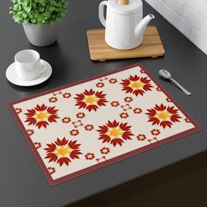 Red Pattern Placemats - Bold Geometric Design - Dipaliz - 18’’ × 14’’