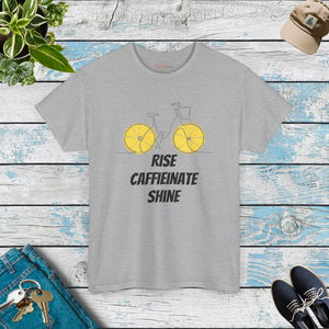 Rise Caffeinate Shine Bicycle T-shirt - Heavy Cotton Tee - Dipaliz - Sport Grey / s - T-shirts