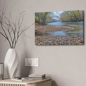 A River in the Woods Autumn Season Semi Glossy Finish Canvas Stretched 1.5’’ - Posters Prints & Visual Artwork