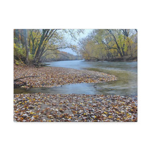 A River in the Woods Autumn Season Semi Glossy Finish Canvas Stretched 1.5’’ - 16″ x 12″ (horizontal) / Posters Prints