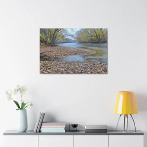 A River in the Woods Autumn Season Semi Glossy Finish Canvas Stretched 1.5’’ - 36″ x 24″ (horizontal) / Posters Prints