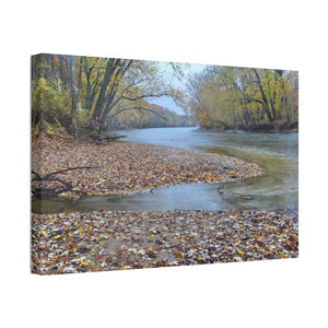A River in the Woods Autumn Season Semi Glossy Finish Canvas Stretched 1.5’’ - Posters Prints & Visual Artwork
