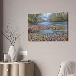 A River in the Woods Autumn Season Semi Glossy Finish Canvas Stretched 1.5’’ - Posters Prints & Visual Artwork