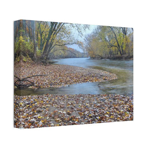 A River in the Woods Autumn Season Semi Glossy Finish Canvas Stretched 1.5’’ - Posters Prints & Visual Artwork