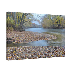 A River in the Woods Autumn Season Semi Glossy Finish Canvas Stretched 1.5’’ - Posters Prints & Visual Artwork