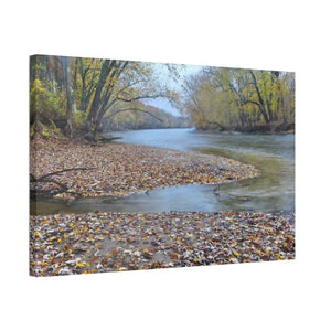 A River in the Woods Autumn Season Semi Glossy Finish Canvas Stretched 1.5’’ - Posters Prints & Visual Artwork