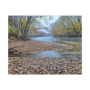 A River in the Woods Autumn Season Semi Glossy Finish Canvas Stretched 1.5’’ - 20″ x 16″ (horizontal) / Posters Prints