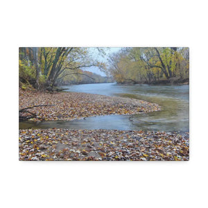 A River in the Woods Autumn Season Semi Glossy Finish Canvas Stretched 1.5’’ - 12’’ x 8’’ (horizontal) / Posters Prints