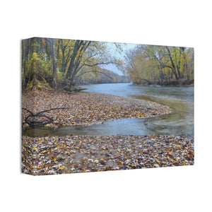 A River in the Woods Autumn Season Semi Glossy Finish Canvas Stretched 1.5’’ - Posters Prints & Visual Artwork