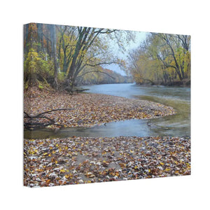 A River in the Woods Autumn Season Semi Glossy Finish Canvas Stretched 1.5’’ - Posters Prints & Visual Artwork