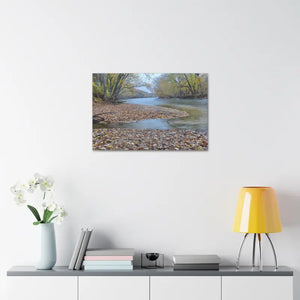 A River in the Woods Autumn Season Semi Glossy Finish Canvas Stretched 1.5’’ - Posters Prints & Visual Artwork