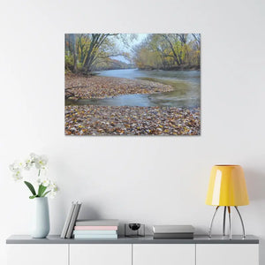 A River in the Woods Autumn Season Semi Glossy Finish Canvas Stretched 1.5’’ - Posters Prints & Visual Artwork
