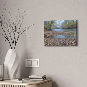 A River in the Woods Autumn Season Semi Glossy Finish Canvas Stretched 1.5’’ - Posters Prints & Visual Artwork