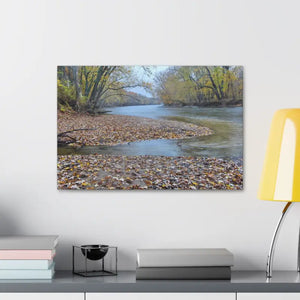 A River in the Woods Autumn Season Semi Glossy Finish Canvas Stretched 1.5’’ - Posters Prints & Visual Artwork