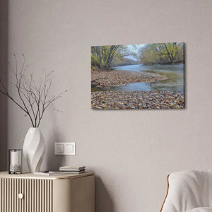 A River in the Woods Autumn Season Semi Glossy Finish Canvas Stretched 1.5’’ - Posters Prints & Visual Artwork