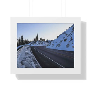 Framed Horizontal Poster Winter Mountain Road Art - Dipaliz - 14″ x 11″ / White - Posters Prints & Visual Artwork