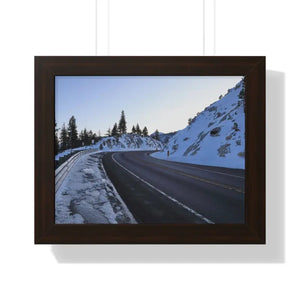 Framed Horizontal Poster Winter Mountain Road Art - Dipaliz - 14″ x 11″ / Walnut - Posters Prints & Visual Artwork