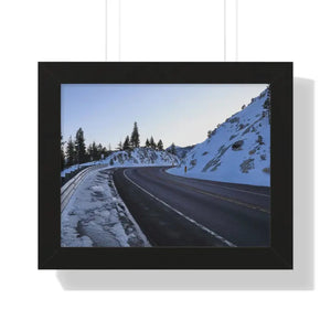 Framed Horizontal Poster Winter Mountain Road Art - Dipaliz - 14″ x 11″ / Black - Posters Prints & Visual Artwork