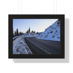 Framed Horizontal Poster Winter Mountain Road Art - Dipaliz - 16″ x 12″ / Black - Posters Prints & Visual Artwork