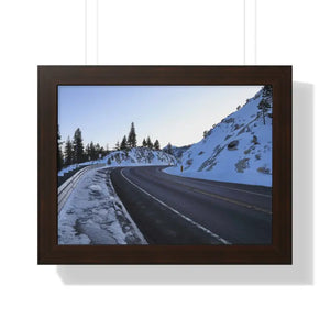 Framed Horizontal Poster Winter Mountain Road Art - Dipaliz - 16″ x 12″ / Walnut - Posters Prints & Visual Artwork
