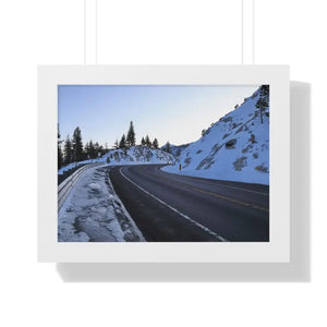 Framed Horizontal Poster Winter Mountain Road Art - Dipaliz - 16″ x 12″ / White - Posters Prints & Visual Artwork