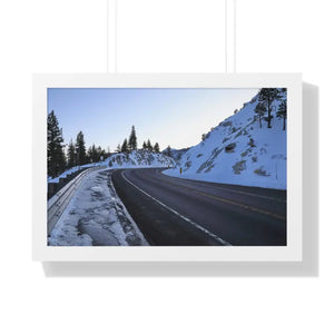Framed Horizontal Poster Winter Mountain Road Art - Dipaliz - 24″ x 16″ / White - Posters Prints & Visual Artwork