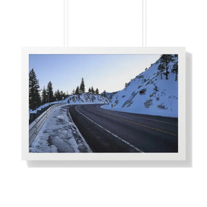 Framed Horizontal Poster Winter Mountain Road Art - Dipaliz - 30’’ x 20’’ / White - Posters Prints & Visual Artwork