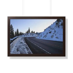 Framed Horizontal Poster Winter Mountain Road Art - Dipaliz - Posters Prints & Visual Artwork