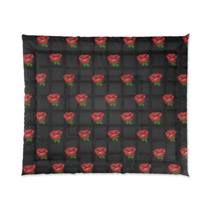 Rose Comforter – Black Weaved Background - Dipaliz - Quilts & Comforters