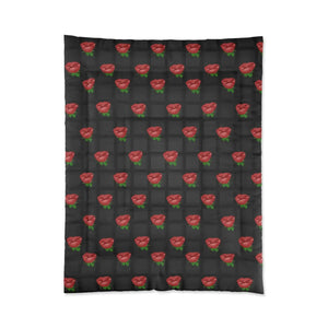 Rose Comforter – Black Weaved Background - Dipaliz - Quilts & Comforters