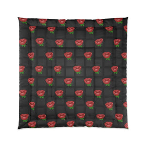 Rose Comforter – Black Weaved Background - Dipaliz - Quilts & Comforters