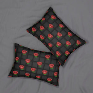 Spun Polyester Lumbar Pillow - Black Roses Design - Dipaliz - 20’’ × 14’’ - Pillows
