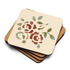 Rose Bliss Cork Back Coasters Heat Resistant Dipaliz