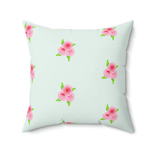 DipaliZ Roses Print square pillow in a mint colourway