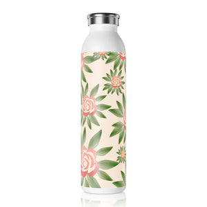 Slim Water Bottle 20oz Stainless Steel Rose Design - Dipaliz - White - Bottles