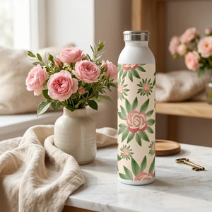 Dipaliz slim water bottle rose design - 20oz stainless - bottles