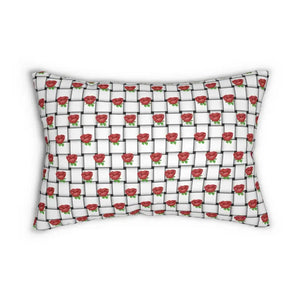 Spun Polyester Lumbar Pillow - Woven Rose Design - Dipaliz - 20’’ × 14’’ - Throw Pillows