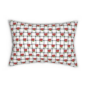 Spun Polyester Lumbar Pillow - Woven Rose Design - Dipaliz - 20’’ × 14’’ - Throw Pillows